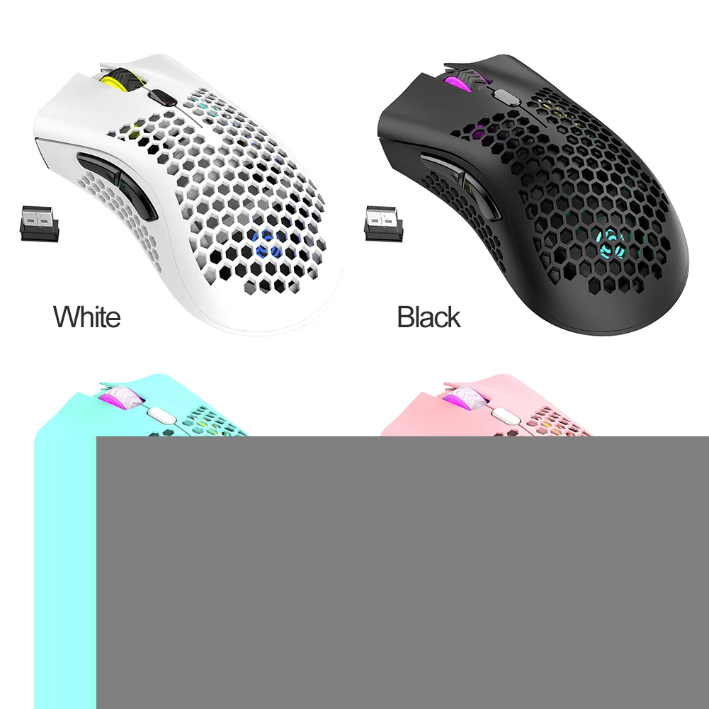 Беспроводная игровая мышь ALLOYSEED BM600 2 4 ГГц 2400DPI регулируемая RGB подсветка сотовая