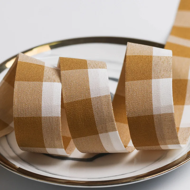 Хлопковая клетчатая лента для рукоделия ручной работы волос аксессуары головы