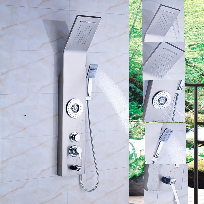shower panel E Водопад дождь смеситель для душа Матовый никель ванная комната смеситель для душа из нержавеющей стали душевая панель смеситель для душа Колонка - Цвет: shower panel E