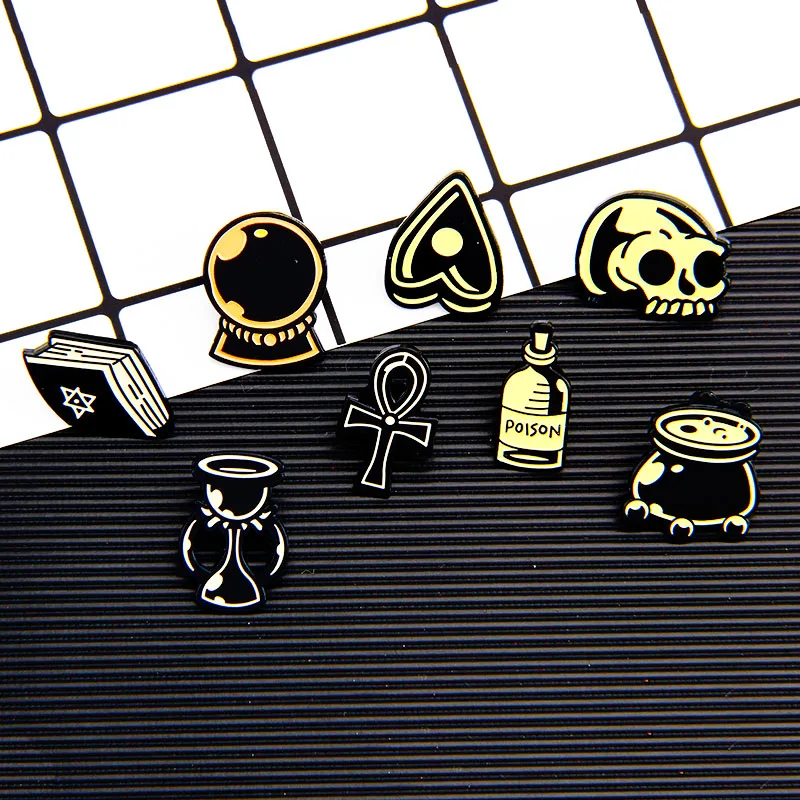 Punk Dark Brooch Collection Enamel Pins Witch Magic Button Metal Badge Halloween Gift Jewelry | Украшения и аксессуары