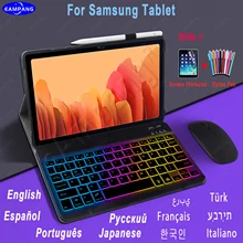 Backlit Keyboard Case Mouse For Samsung Galaxy Tab A7 S6 Lite Tab S7 S6 S5e A6 10.1 2016 2019 A 10.5 Arabic Russian Spanish