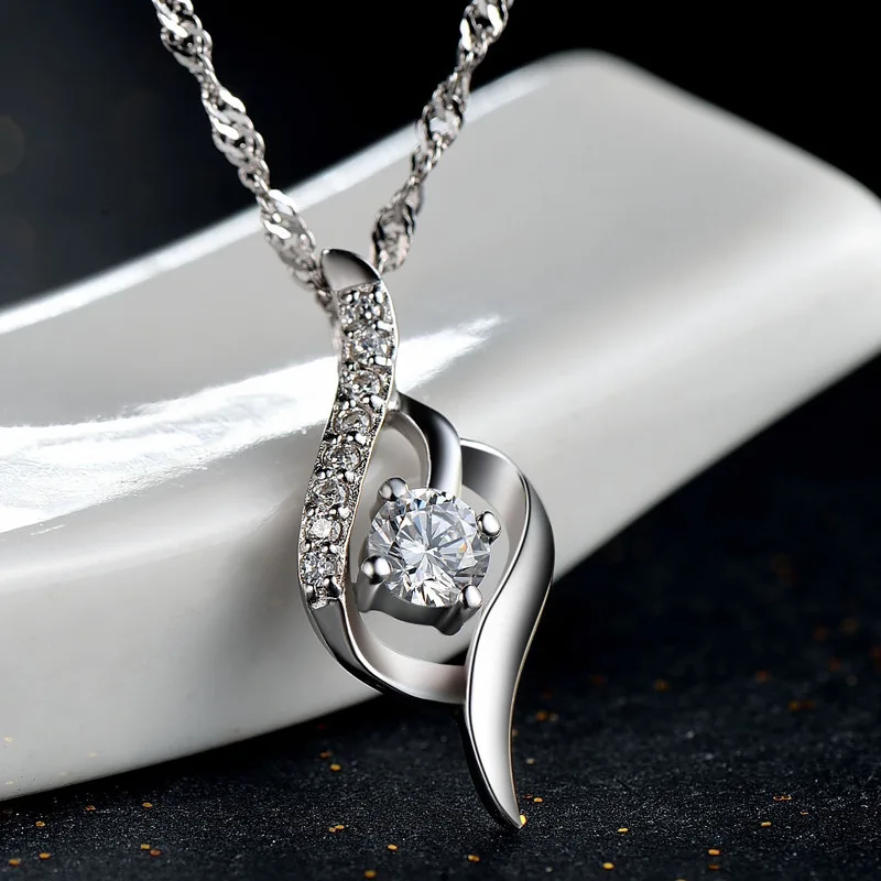 

Korean Accessories s925 Silver Necklace Ladies Zircon Pendant Processing Custom Jewelry Wholesale