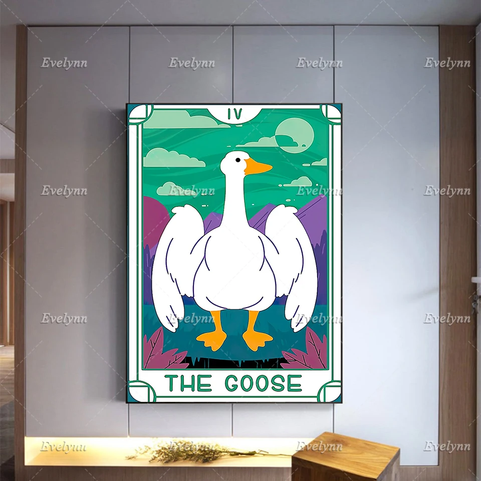 

The Goose -Tarot Card Print -The Goose Retro Poster, Home Minimalism Bedroom Decoration Canvas Painting Wall Art Unique Gift