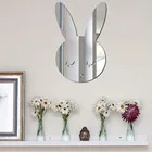 Зеркальная настенная 3d наклейка сделай сам в виде кролика, шлейфа для гостиной, художественный домашний декор, виниловая наклейка, акриловая наклейка, настенное украшение