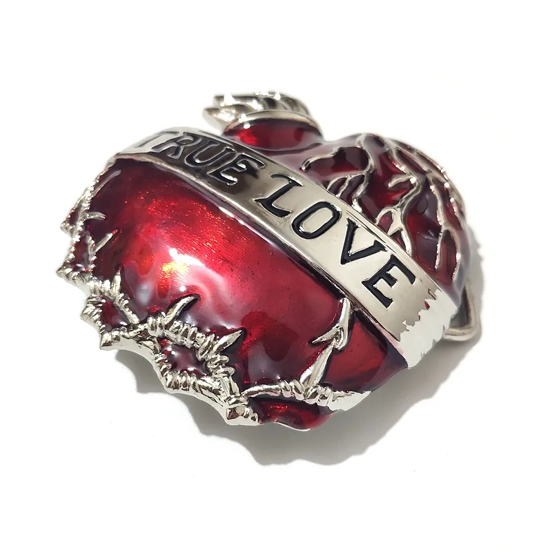 Романтичная красная пряжка для ремня в форме сердца Цветочная металлическая с