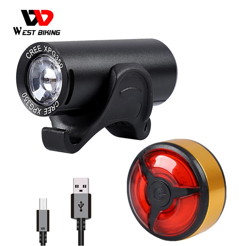 

WEST BIKING Bike Front Lights LED Safety Taillight Set USB Rechargeable Headlight Rear Light For Bicycle Cycling Flashlight