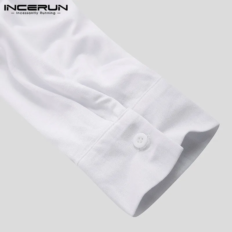 INCERUN Fashion Men T Shirt Solid O Neck Long Sleeve Pockets Hip-hop Tops Pakistan Casual Indian Long T-shirt Men Clothing
