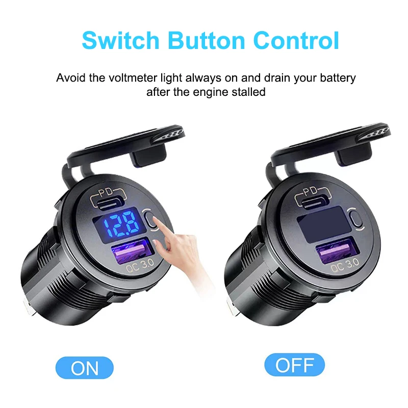 Автомобильная USB-розетка PD Type-C QC3.0 12 В/24 В автомобильное зарядное устройство