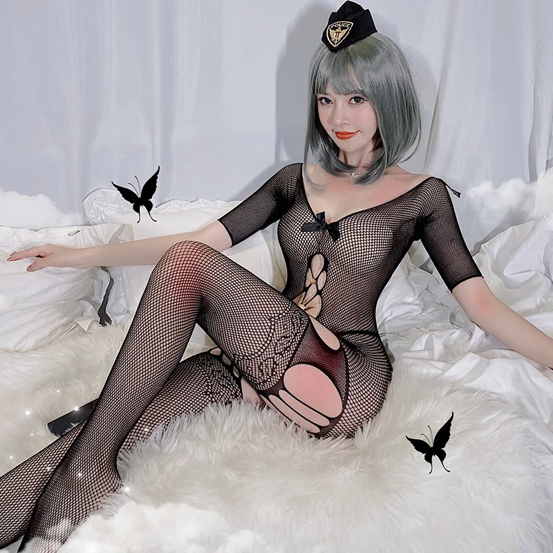 Anime Women Bodystocking Sexy Cosplay Lingerie Erotic Costume Police Outfit Porno Babydoll Crotchless Fetish Bodysuit |