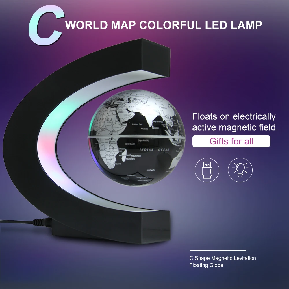 

Novelty LED World Map Light Floating Globe Magnetic Levitation Light Antigravity Magic Novel Lamp Birthday Home Dec Night lamp