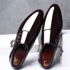 Туфли-оксфорды мужские кожаные, на шнуровке, с острым носком, 38-48