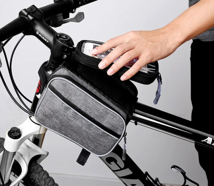

New mobile phone bag bicycle saddle bag mountain bike front beam bag upper tube bag waterproof saddle bag riding equipment
