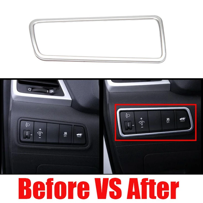 

Car ABS Chrome Headlight Lamp Switch Button Frame Cover Interior Trims for Hyundai Tucson 2015-2018