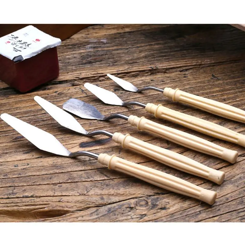

5pcs/set Oil Painting Palette Knife Professional Stainless Steel Scraper Spatula Q1JC