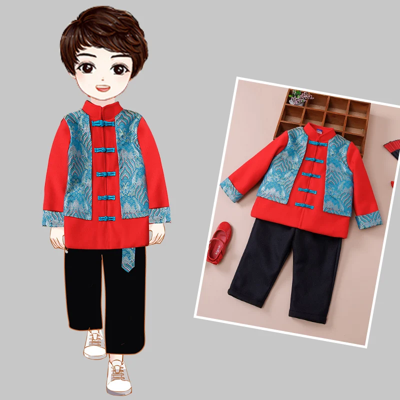 

Children's Han costume, ancient costume, boys' Tang costume,,baby's first year's dress, boys' Chinese New Year's dress