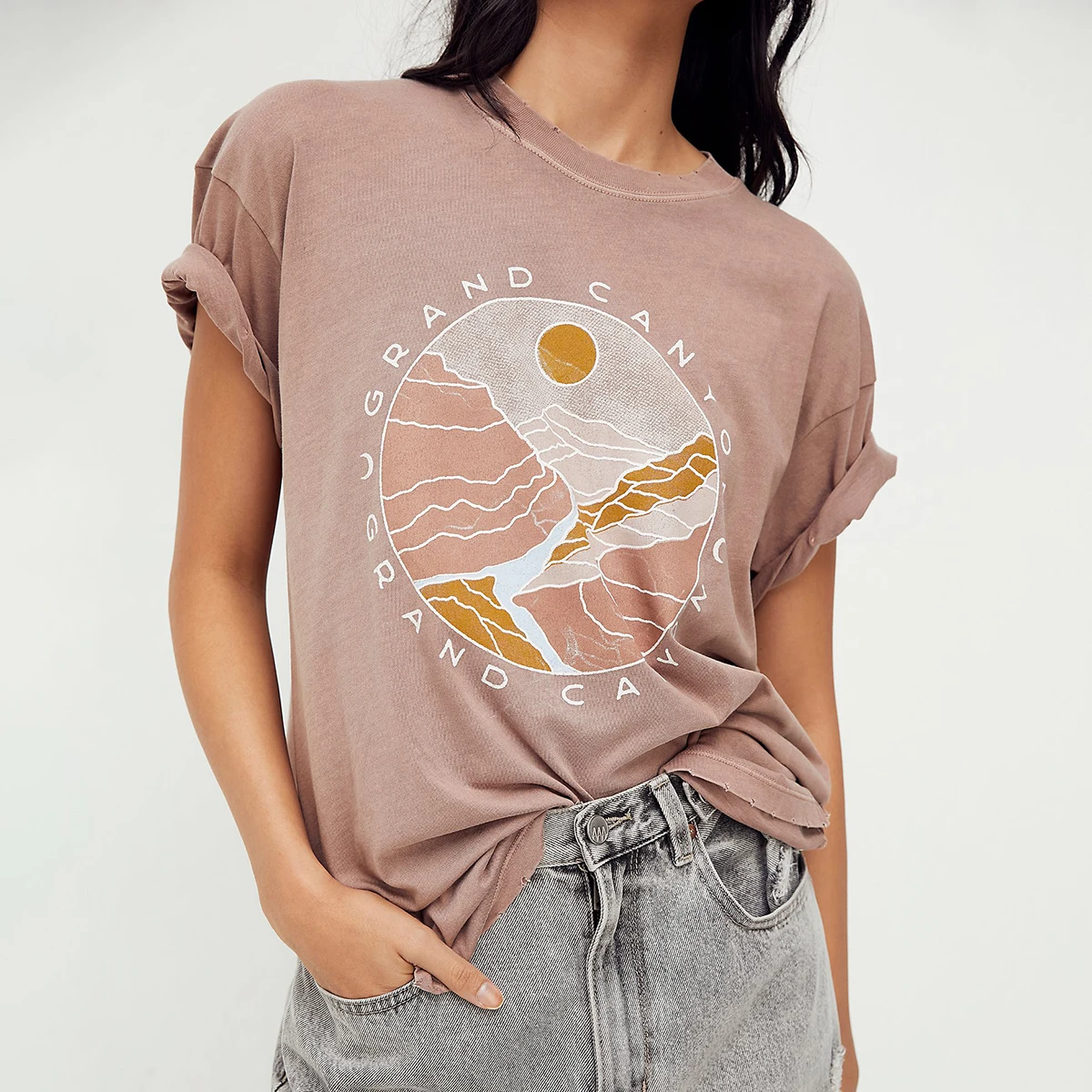 

Sunset Graphic Vintage Tee Shirt Women Summer O Neck Short Sleeve Loose Cotton T Shirt Femme Casual Streetwear Oversized Tops