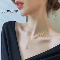 luowend18k solid yellow gold necklace natural freshwater pearl jewelry women engagement necklace birthday gift fahsion choker