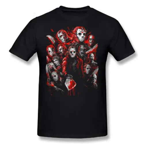 Jason Voorhees многие лица из фильма ужасов Мужская футболка пятница 13th| |