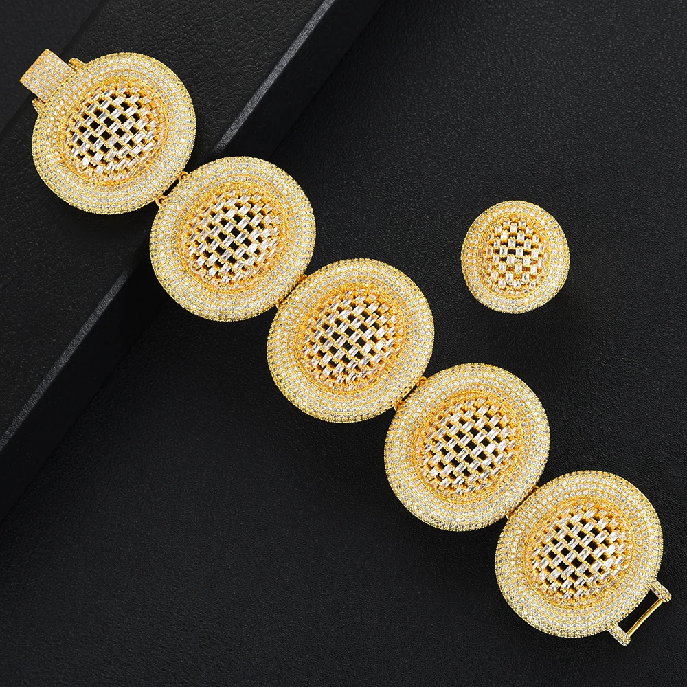 Набор женских колец и браслетов GODKI роскошное Ювелирное Украшение с Круглым