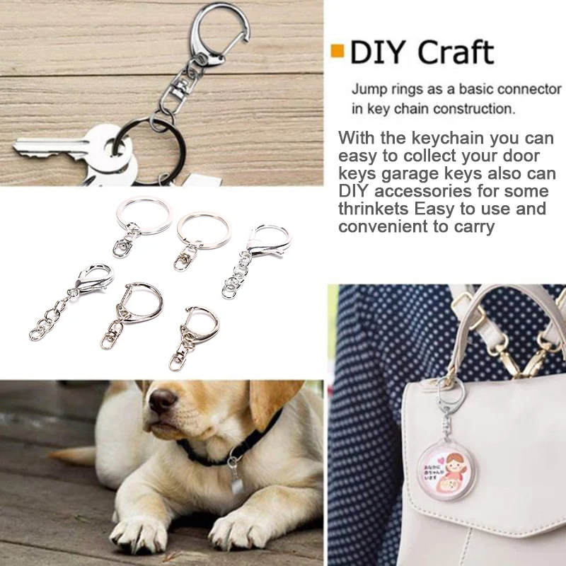 

10 шт. посеребренное металлическое кольцо для ключей, застежка-карабин, крючок для ключей с цепочкой, открытые кольца, «сделай сам», автомоби...