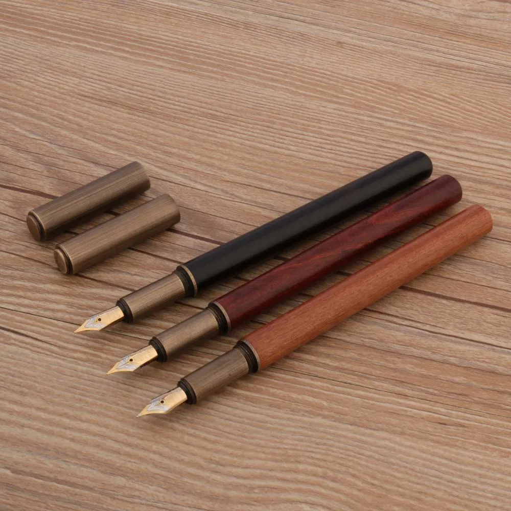 High Quality 007 WOOD Fountain Pen Brass Sandal wood Spin INK Pens Office Writing Supplies New | Канцтовары для офиса и дома