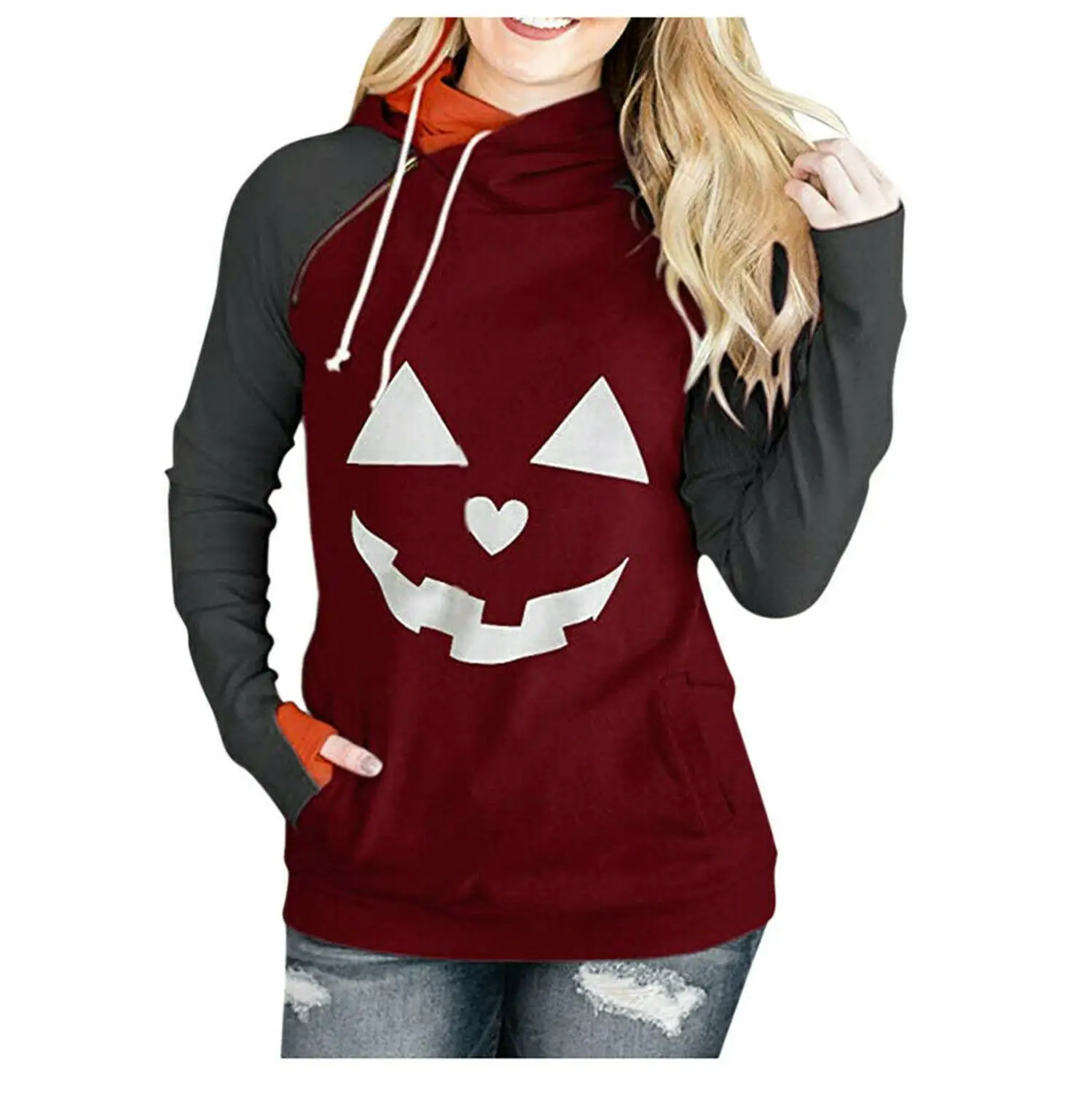 

NEW Womens Long Sleeve Plus Size Halloween Witch Print Hoodie Sweatshirt Tops
