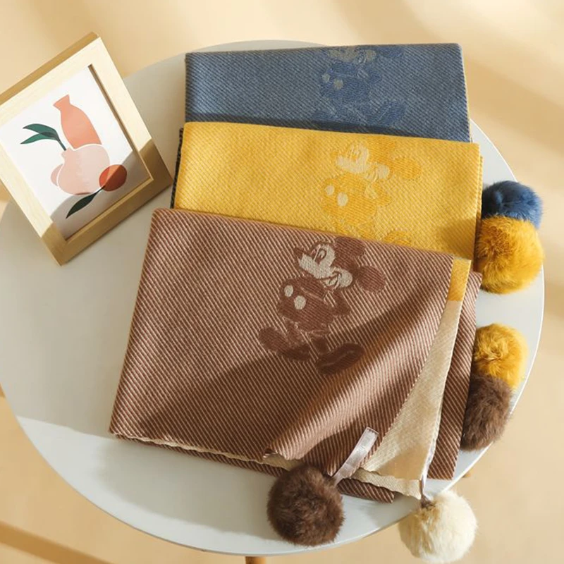 Роскошный брендовый шарф Disney высокого качества теплые помпоны кашемировый