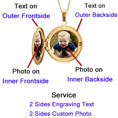 4 side Custom Фото медальон ожерелье Пользовательское имя фото Валентина любовник подарок мать дочь ребенок семья Personalizd Чокеры ожерелье s ювелирные изделия - Окраска металла: 4 side Custom