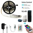 Водонепроницаемый светодиодный светильник RGB 2835, 5 м, 10 м, 20 м, 3528, Wi-Fi, ИК-пульт дистанционного управления, теплый белый, 3528, лента, адаптер для лампы, полный комплект