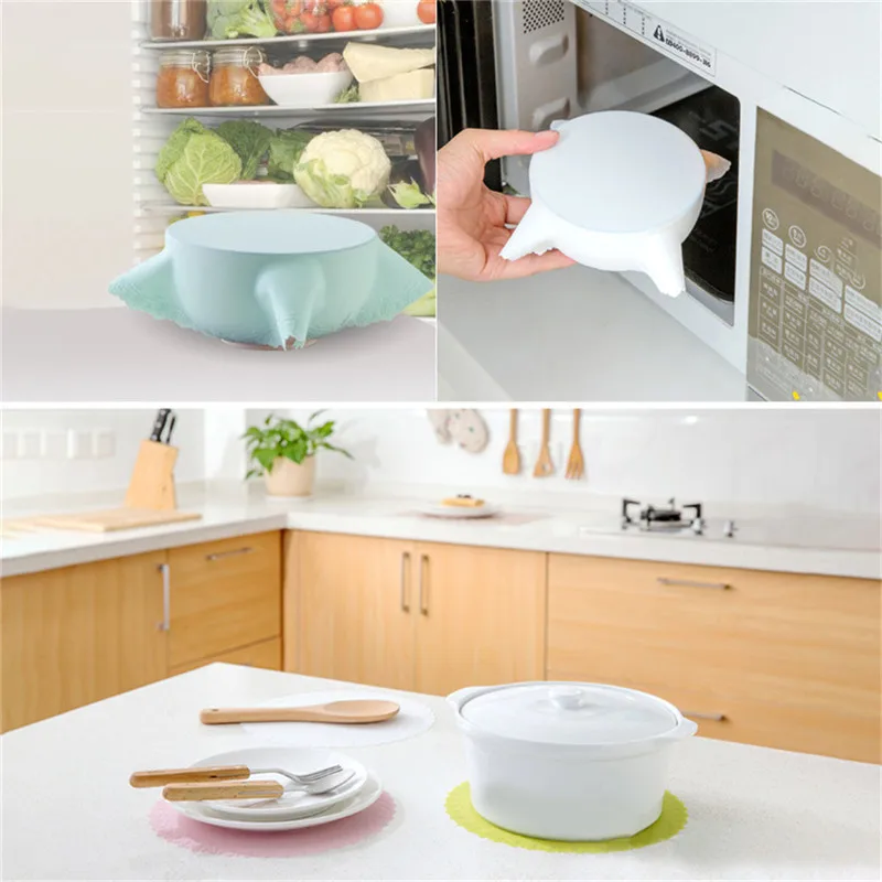 SEAAN Food Cover Bowl Lid Silicone Plastic Wrap Cover Microwave Oven Refrigerator Fresh Bowl SealCovering Kitchen Appliances
