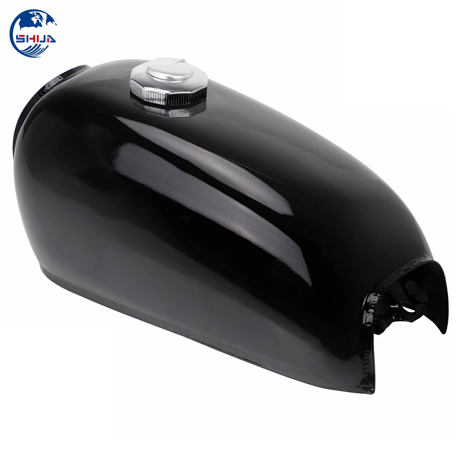 Мотоциклетный яркий черный винтажный топливный бак с толстой железной крышкой