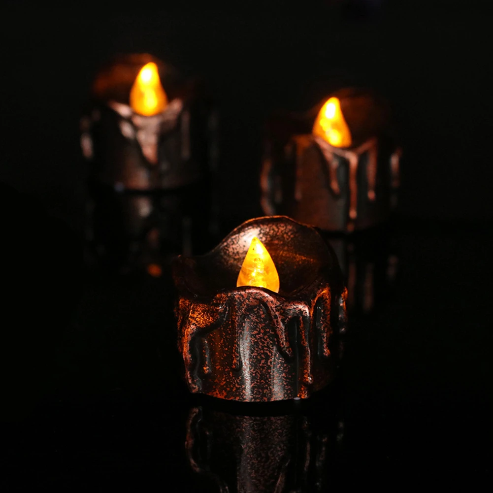 12/24pcs Creative LED Candle Light Plated Tear Battery Powered Halloween Christmas Wedding Birthday Party Decoration | Дом и сад