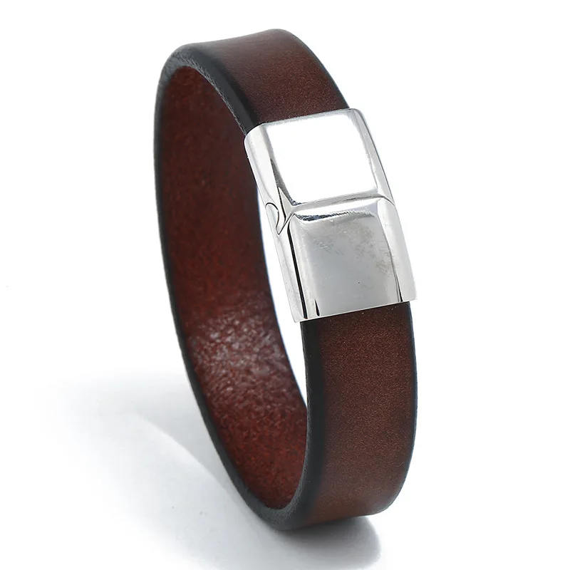 

New Retro Stainless Steel Leather Bracelet Cross-border Explosion of Simple Men's Jewelry Leather Bracelet Bracelet