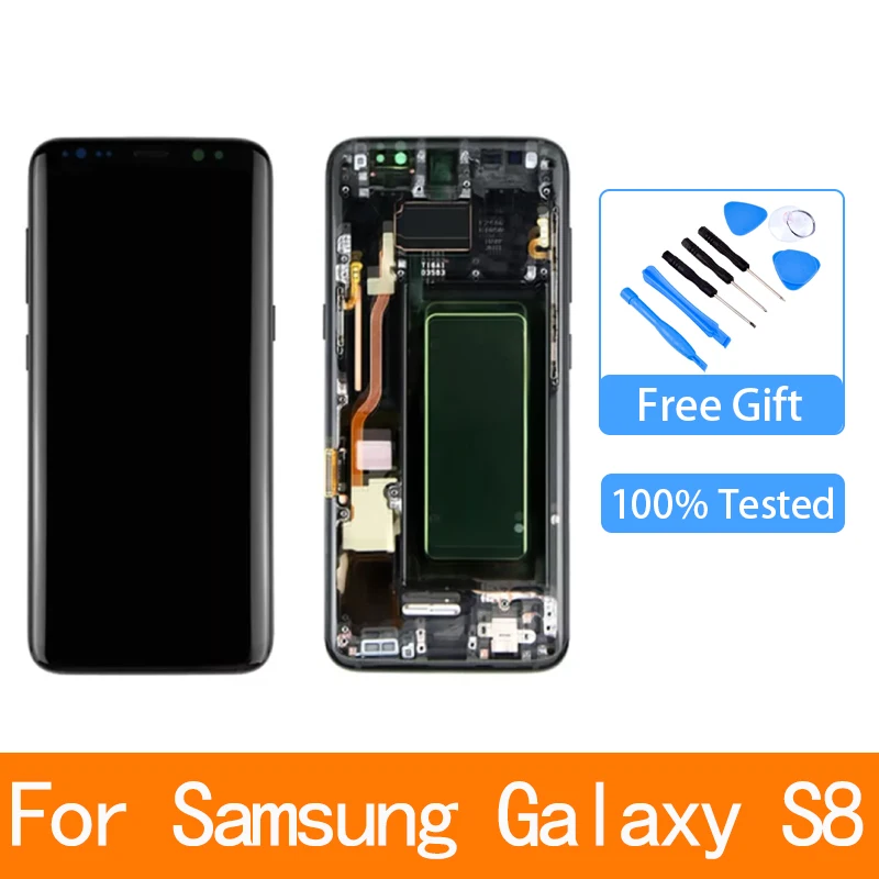 

ЖК-дисплей Super AMOLED S8 для Samsung Galaxy S8 G950 G950F, сенсорный экран с дигитайзером для Samsung S8, ЖК-дисплей с рамкой