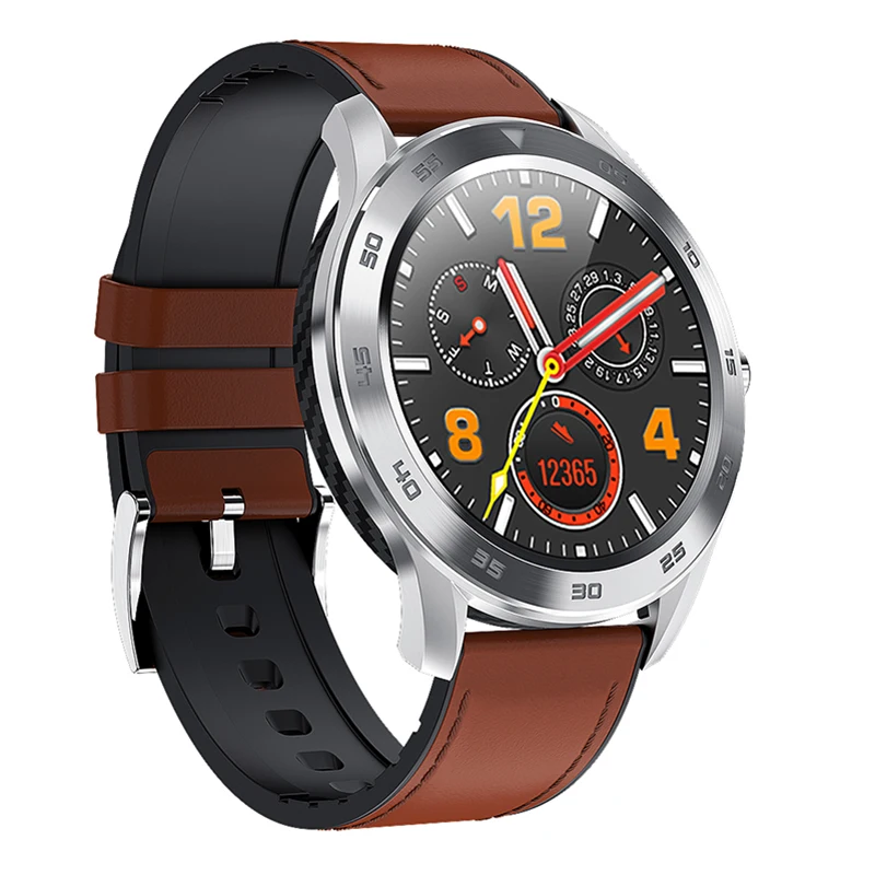 Brown Silver Leather Смарт-часы Timewolf IP68, спортивные Смарт-часы для мужчин, кровяное давление, водонепроницаемые, Bluetooth, умные часы для Apple Iphone, Android - Цвет: Brown Silver Leather