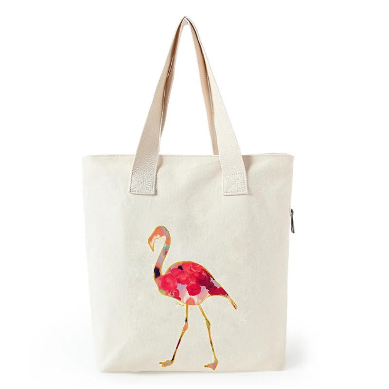 cotton canvas bag 10 Оригинальная Холщовая Сумка-тоут с принтом фламинго для женщин, индивидуальные Эко сумки для девочек, изготовленные на заказ, складные многоразовые сумки для покупок с логотипом - Цвет: cotton canvas bag 10