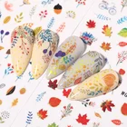 1 шт. Красочные листья, 3D наклейки для ногтей, яйцо, ракушки, полоса, линия, переводные наклейки для ногтей, Осенние осенние листья, слайдеры, наклейки, Декор