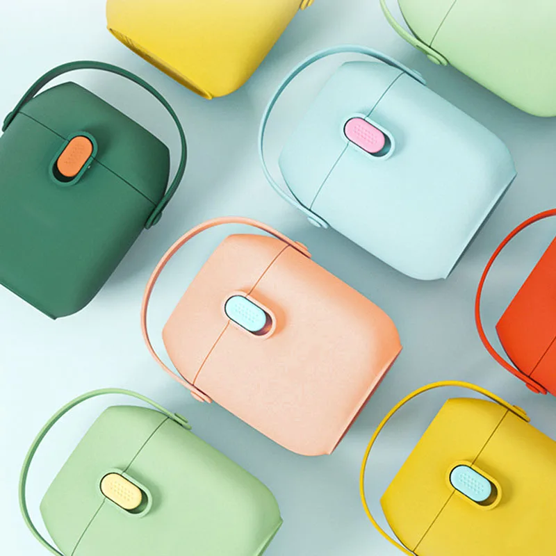 Solid Color Baby Milk Powder Container With Spoon Portable Food Storage Newborn Toddler Snack Box Essentials | Мать и ребенок