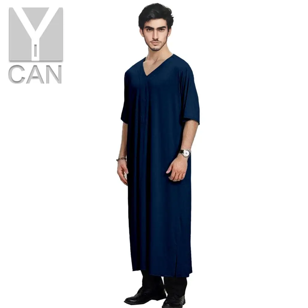 

Y-CAN Muslim Fashion for Men Jubba Thobe With Pakistan Free Long Sleeves Texture Comfortble Islamic Clothing Muslim Robe Y201024
