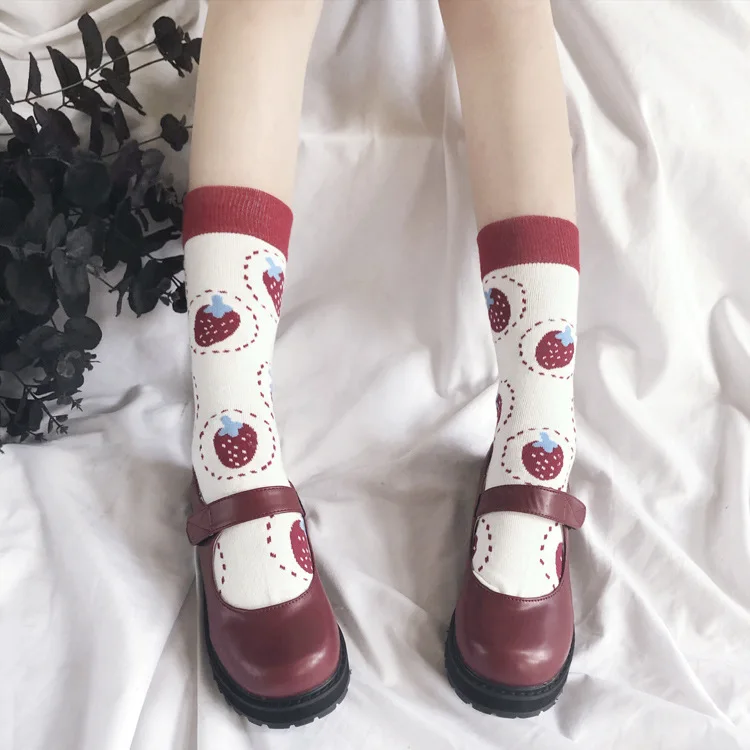 Милые яркие женские короткие носки в стиле японского колледжа с рисунком
