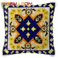 latch hook kit mandala pattern cushion cover pre printed canvas diy yarn crochet crafts pillow case size 43x43cm sofa bed pillow