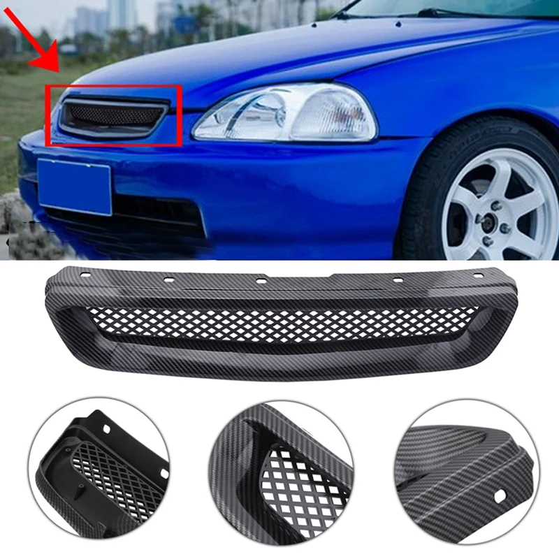 Автомобильная решетка для Переднего Капота из углеродного волокна ABS Honda Civic JDM Type