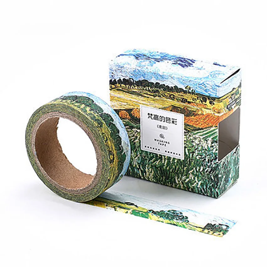 Wheat field 15 мм* 7 м Новая Звездная ночь Ван Гог Diy бумажный скотч васи клейкая лента маскирующая лента цветные декоративные клейкие ленты школьные принадлежности - Цвет: Wheat field