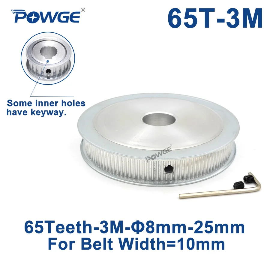 POWGE 65 зубы HTD 3 м Синхронный шкив Диаметр: 8/10/12/14/15/16/17/19/20 мм для Ширина 10 HTD3M ременный