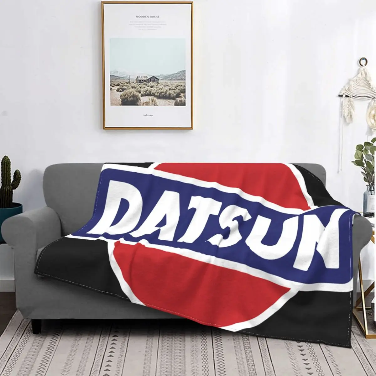 

Datsun-Manta con Logo de béisbol, colcha para cama a cuadros, doble Manta