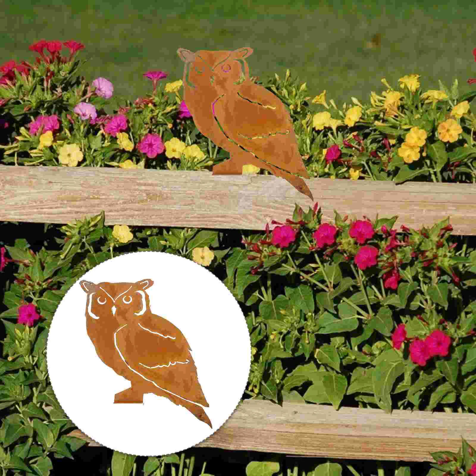 

1Pc Iron Outdoor Garden Owl-shape Decors Owl Modeling Inserting Adornment
