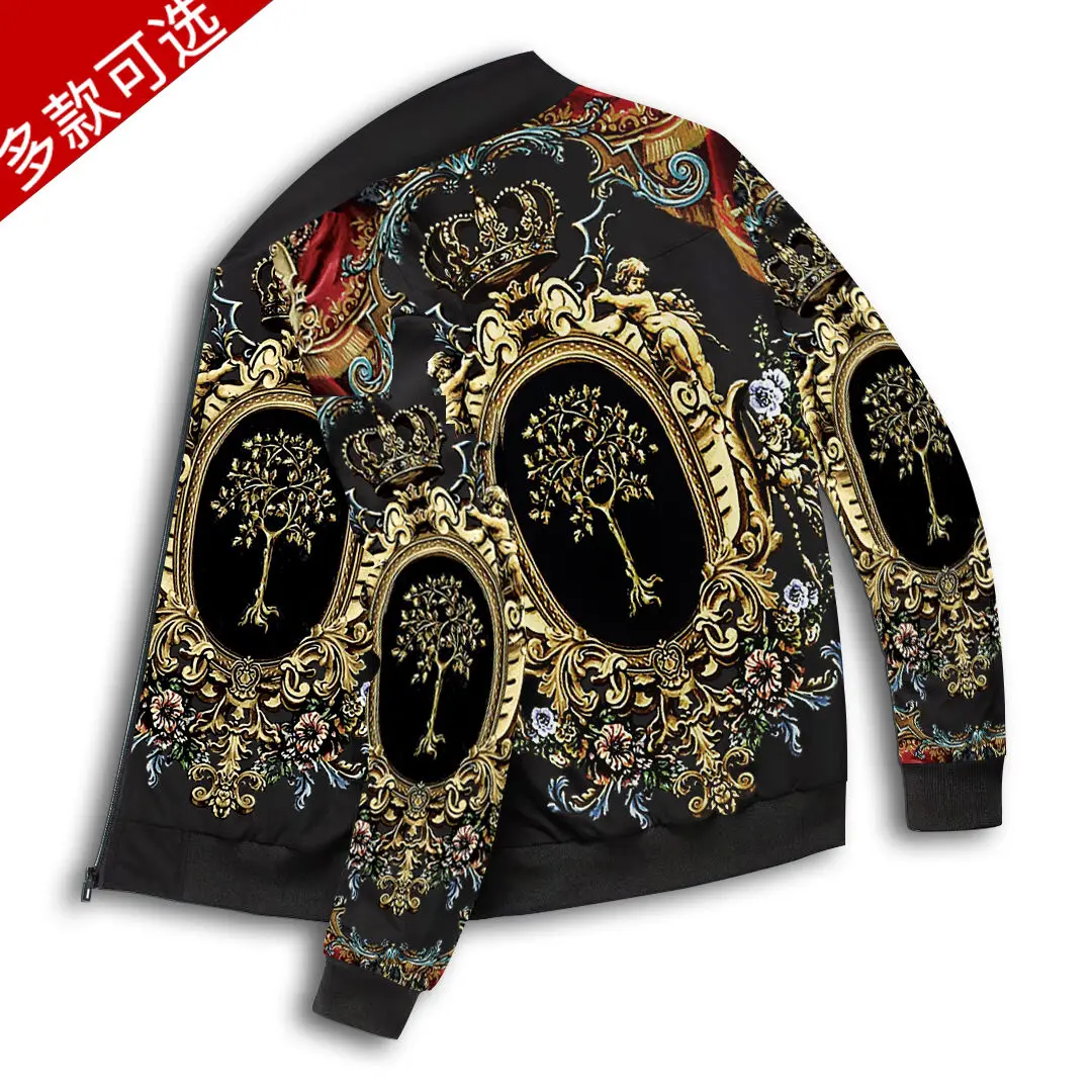 

Jacket men's fall/winter 2021 new loose print long-sleeved jacket jacket plus size baseball uniform
