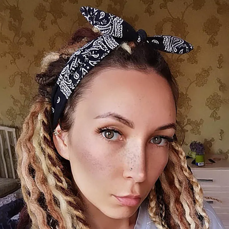 Fashion Elastic Hair Bands for Women Summer Headband Print Bezel Retro Knotted Band Solid Color Accessories |