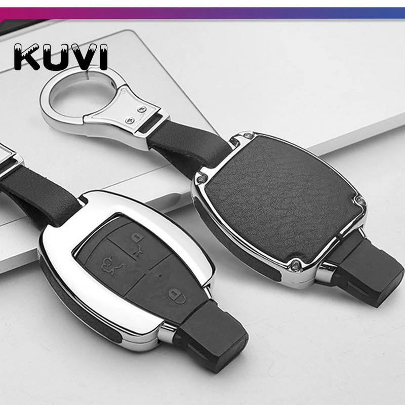 Чехол для автомобильного ключа из сплава и кожи чехол ключей с кольцом цепочкой
