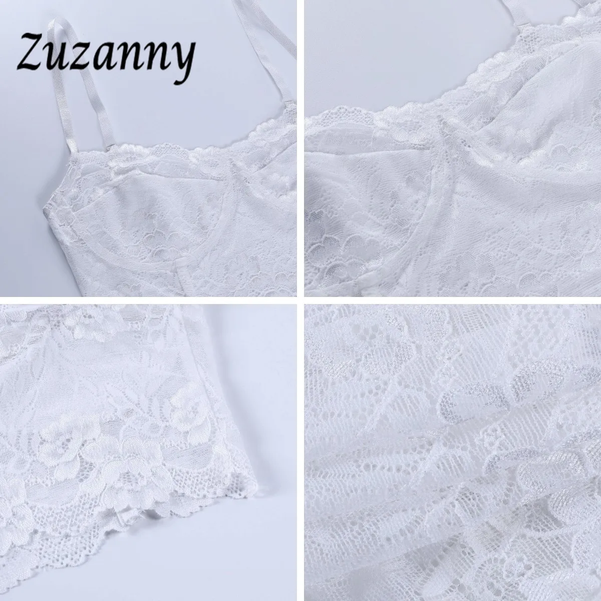 

Irene Sexy Lace Crop Tops Women V Neck Solid Skinny Y2K Tube Tops See Through Basic White Summer Camis Woman Tank Top